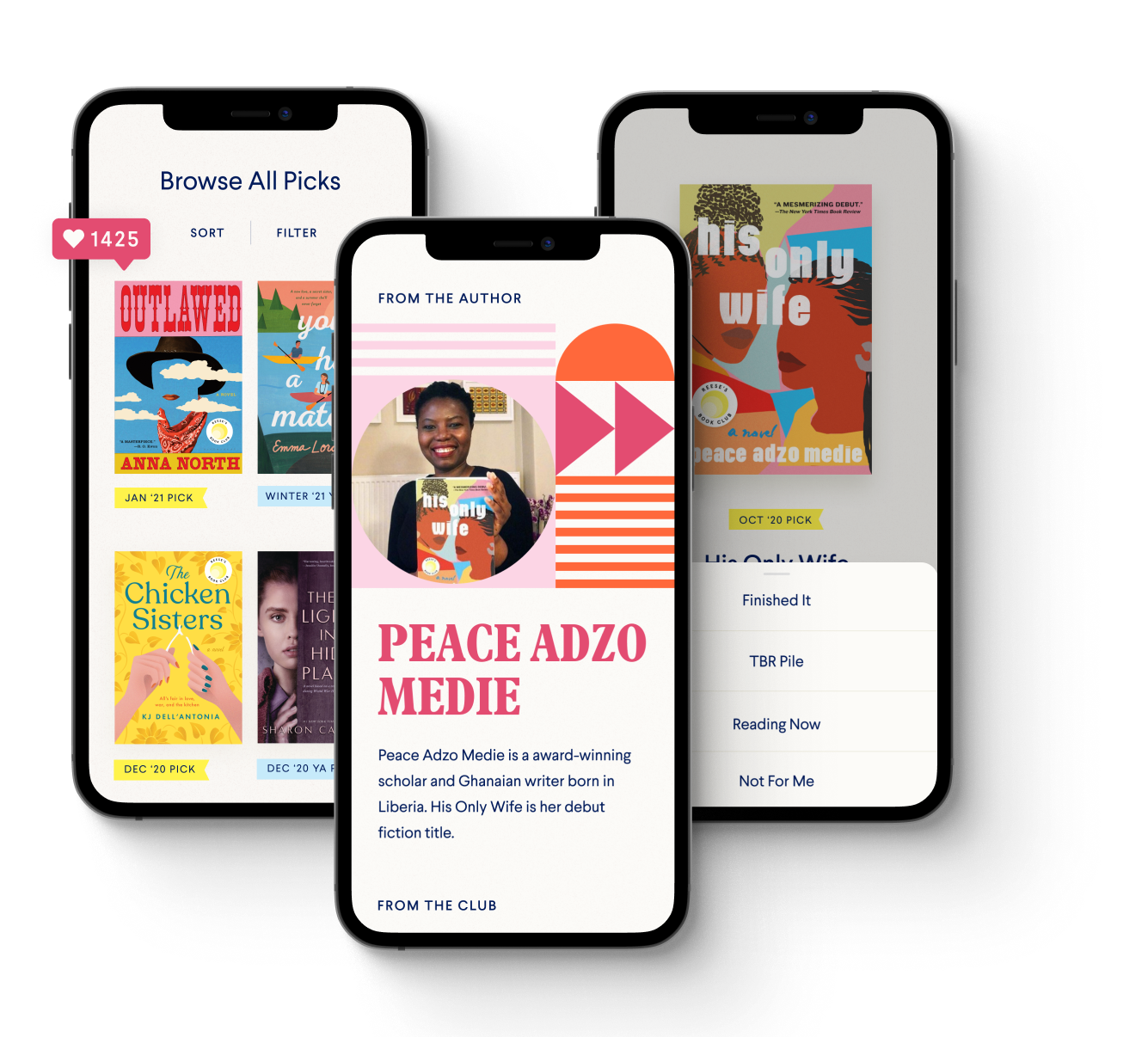 Reese’s Book Club App discovery experience shown on phone mockups