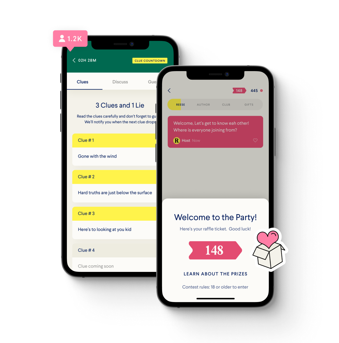 Reese’s Book Club App monthly reading rituals shown on phone mockups